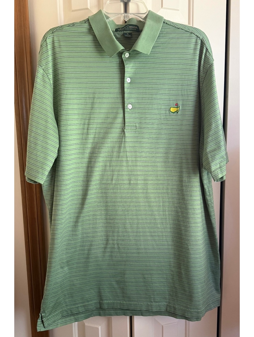 Masters Amen Corner Golf Polo Men XL Green Striped Pima Cotton Augusta National